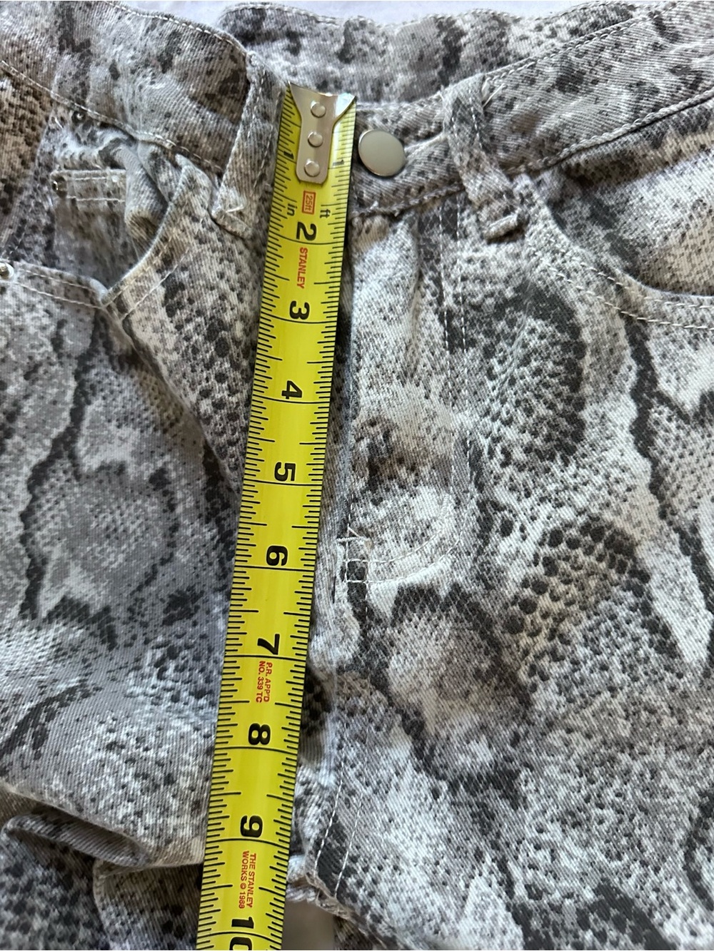 Snake Print Barrel Leg Jeans Women’s XS High‎ Rise Cropped Cotton Stretch Ankle - Picture 11 of 11